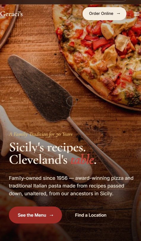 Geraci's Restaurant — website by Cineweb