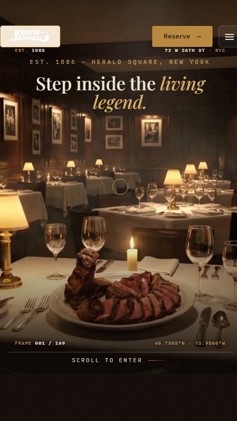 Keens Steakhouse — website by Cineweb